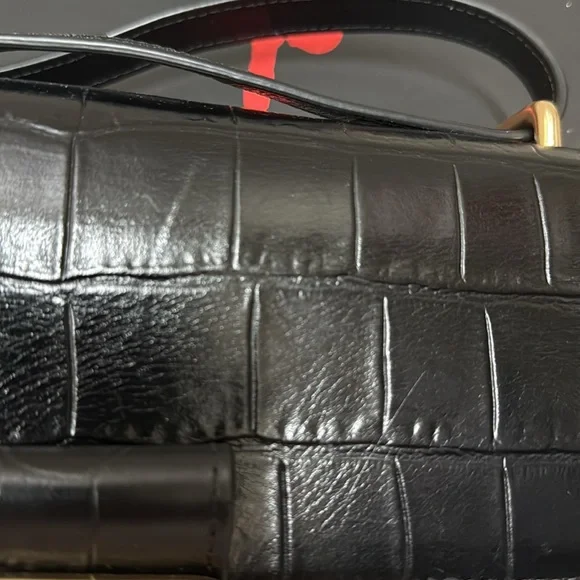 Coach Black Croc-Embossed Shoulder Bag - Picture 8 of 9